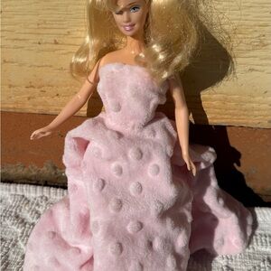 Handmade Pink Polka Dot Barbie Doll Dress and pillows